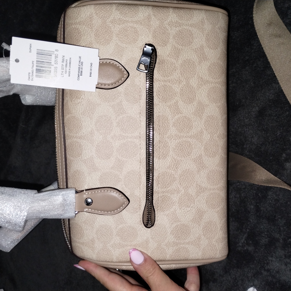 Coach Rowan Sand/Taupe/Silver Signature Satchel Bag - Picture 5 of 6